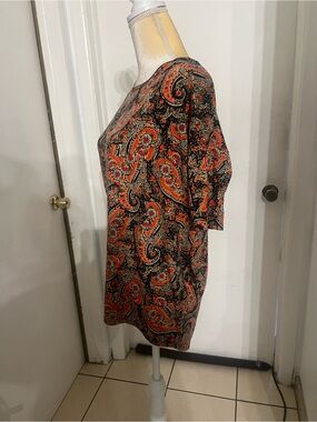 LuLaRoe Paisley Mini Dress in Orange and Black